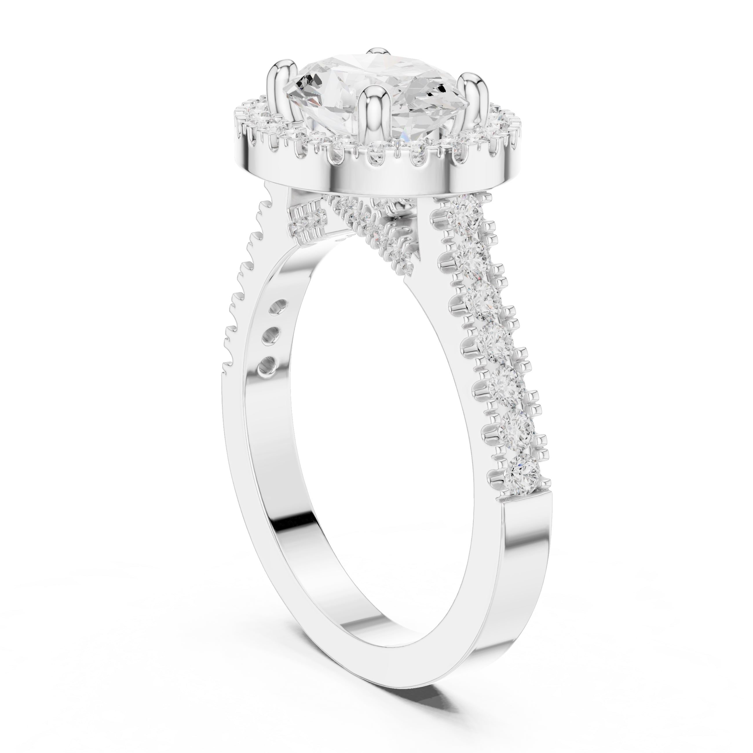 2.00 ct Classic Oval Halo Statement Ring 2ct White Gold