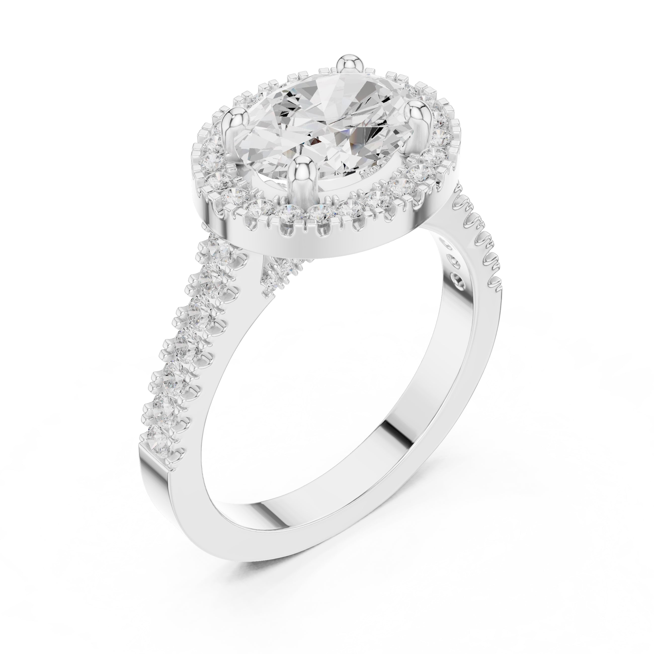 2.00 ct Classic Oval Halo Statement Ring 2ct White Gold