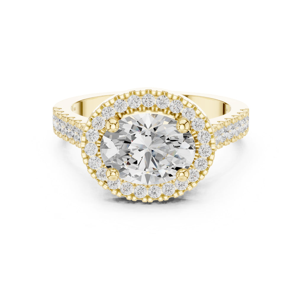 2.00 ct Classic Oval Halo Statement Ring 2ct Yellow Gold
