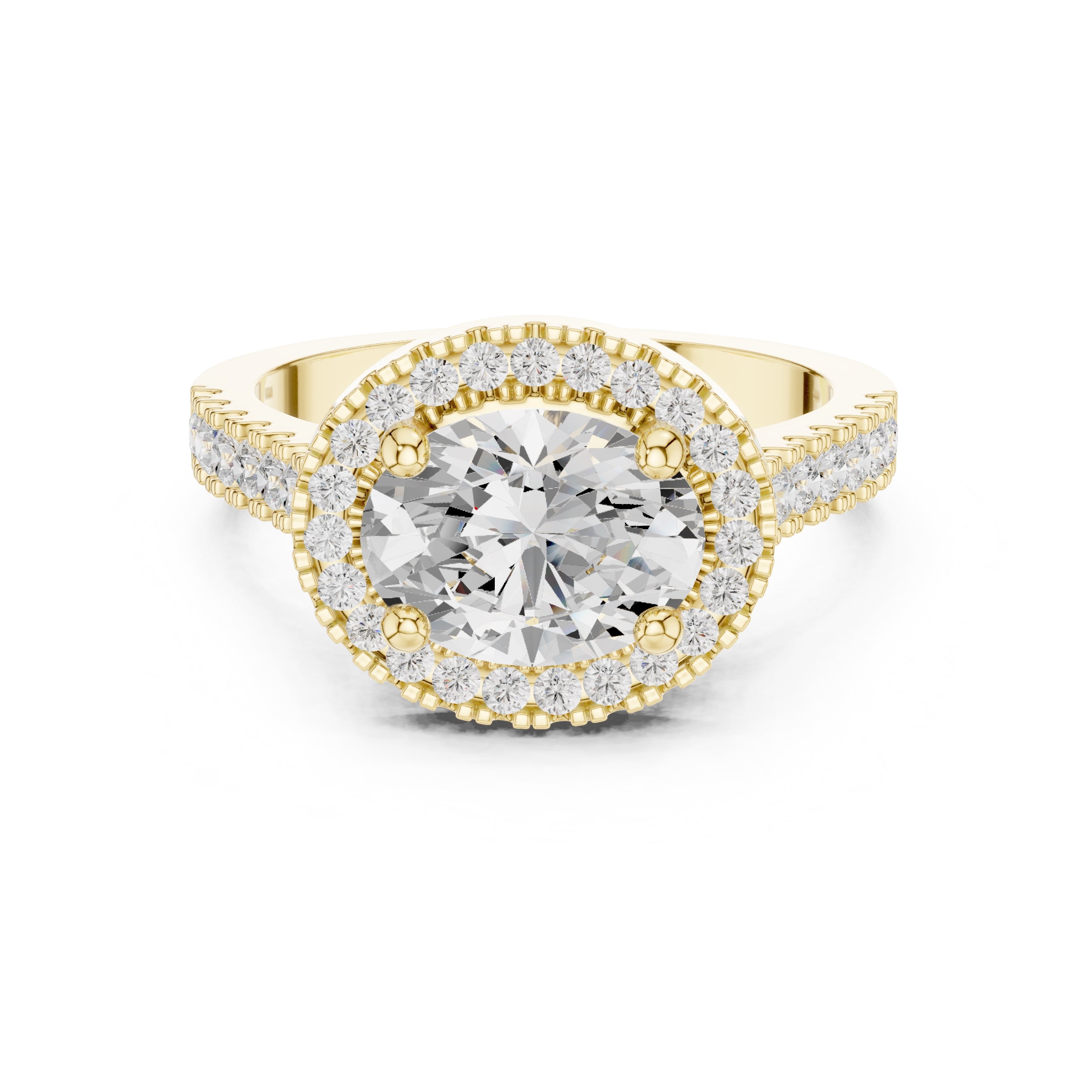2.00 ct Classic Oval Halo Statement Ring 2ct Yellow Gold