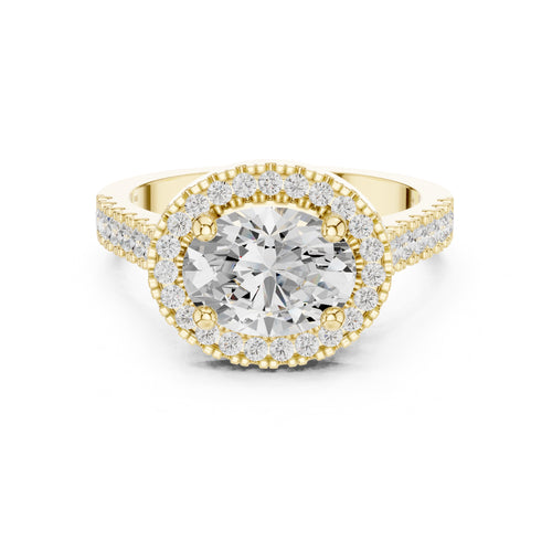 2.00 ct Classic Oval Halo Statement Ring 2ct Yellow Gold
