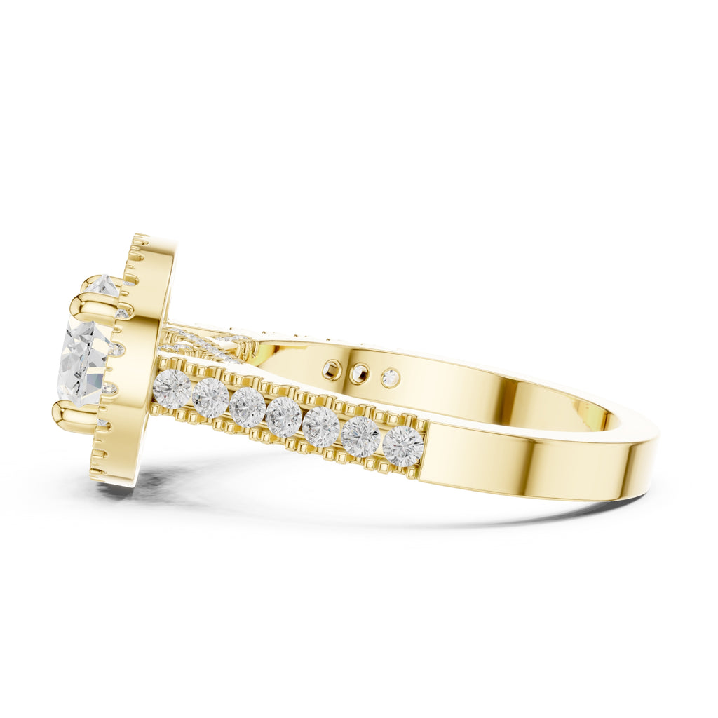 2.00 ct Classic Oval Halo Statement Ring 2ct Yellow Gold