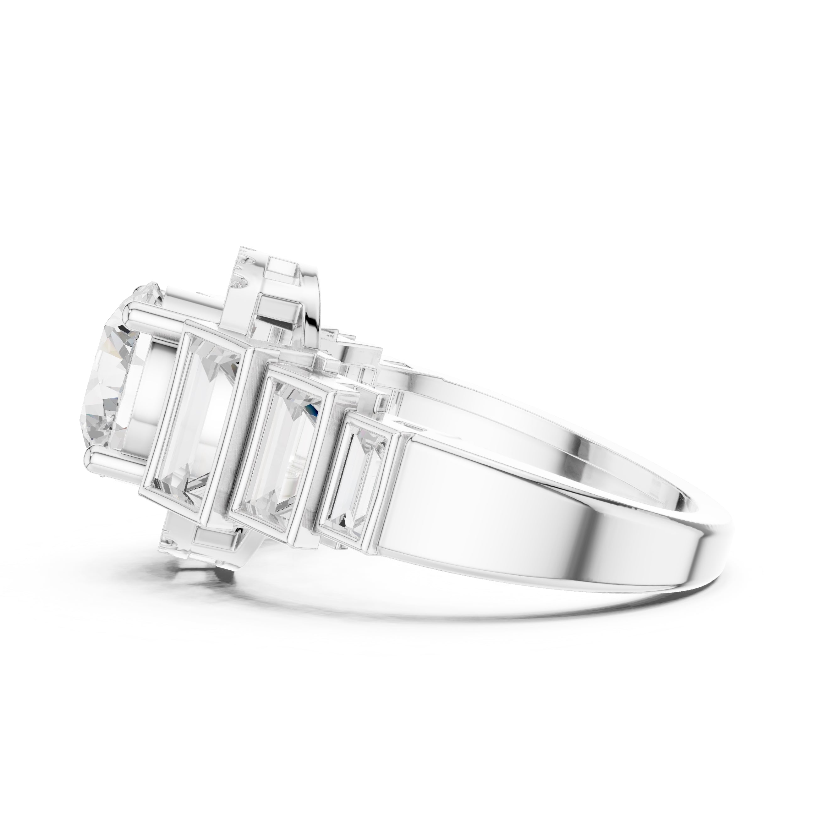 2.00 ct Round Diamond Step-Accented Halo Ring 2ct White Gold