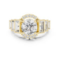2.00 ct Round Diamond Step-Accented Halo Ring 2ct Yellow Gold