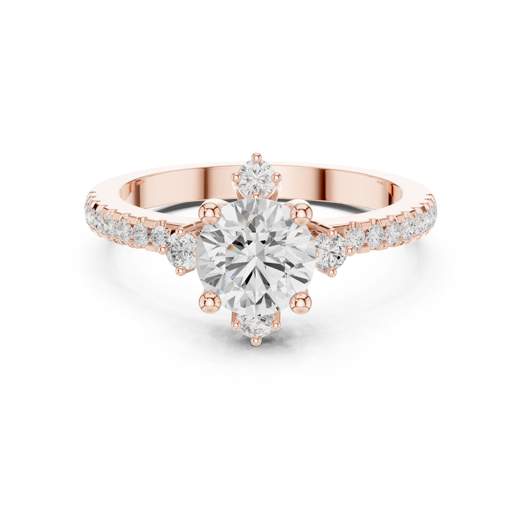 1.00 ct Round Diamond Accent Halo Ring 1ct Rose Gold