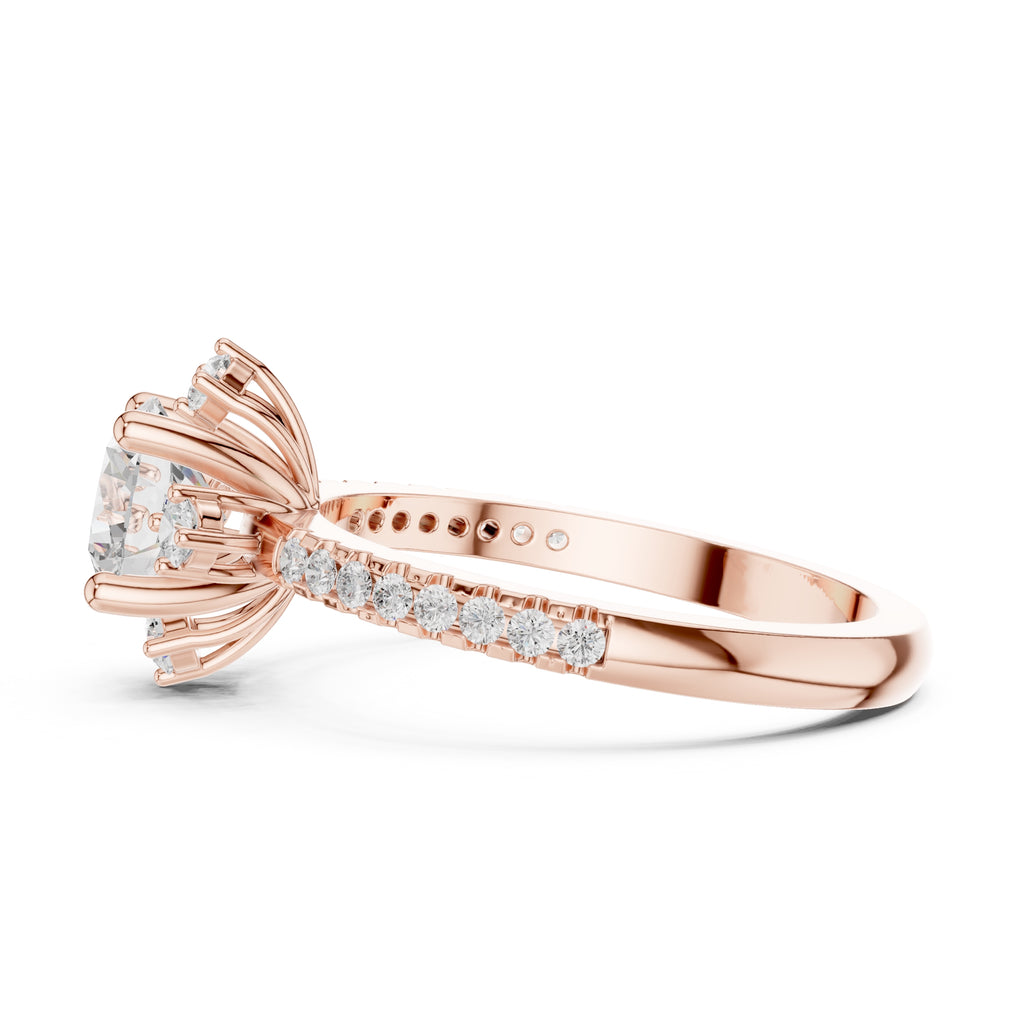 1.00 ct Round Diamond Accent Halo Ring 1ct Rose Gold