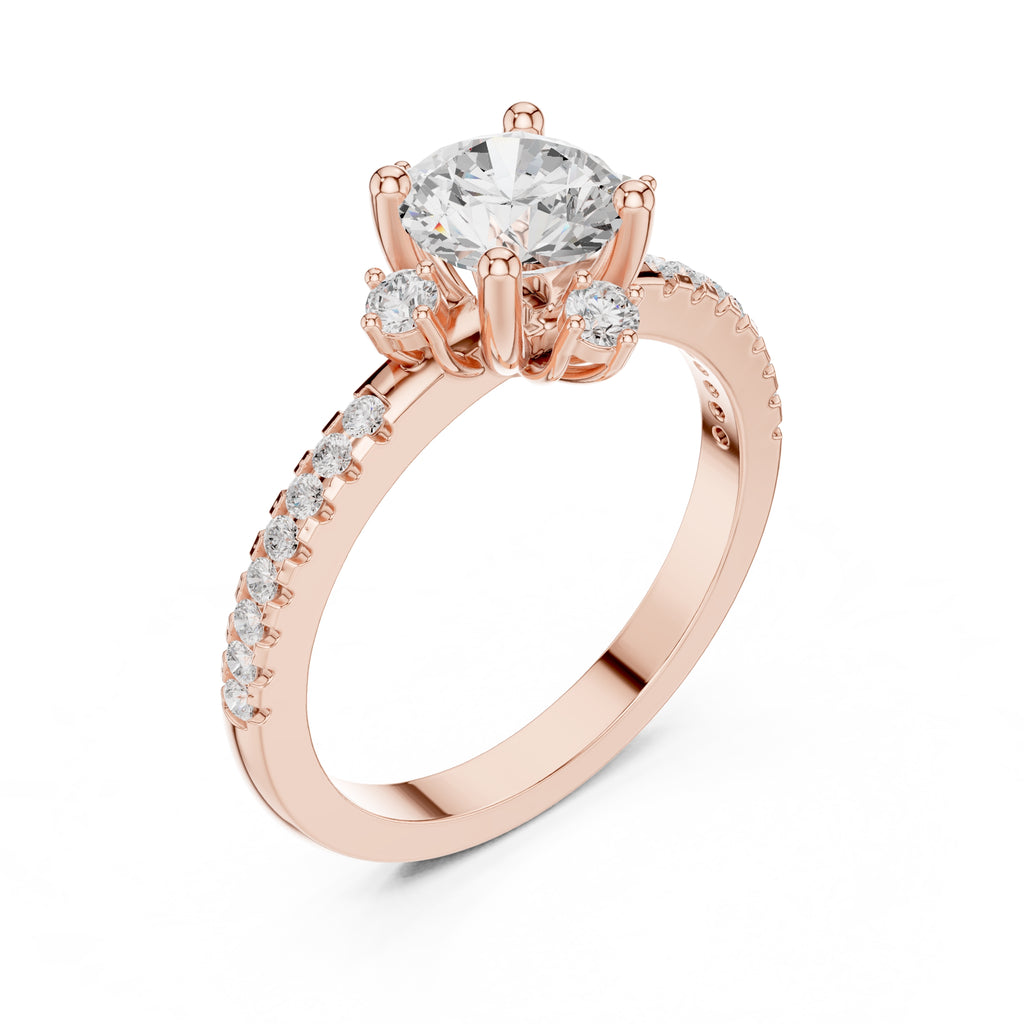 1.00 ct Round Diamond Accent Halo Ring 1ct Rose Gold