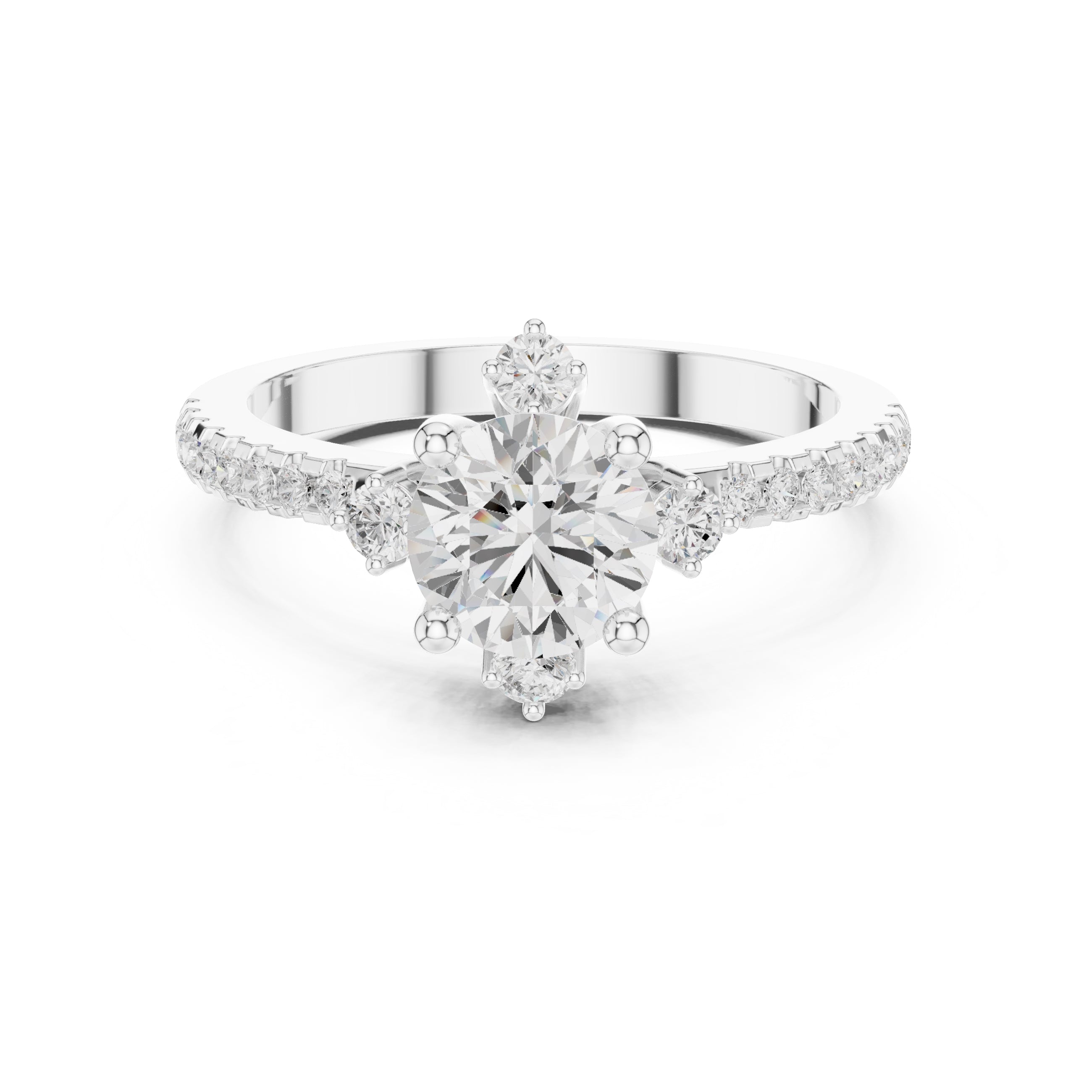 1.00 ct Round Diamond Accent Halo Ring 1ct White Gold