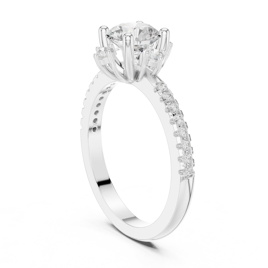 1.00 ct Round Diamond Accent Halo Ring 1ct White Gold