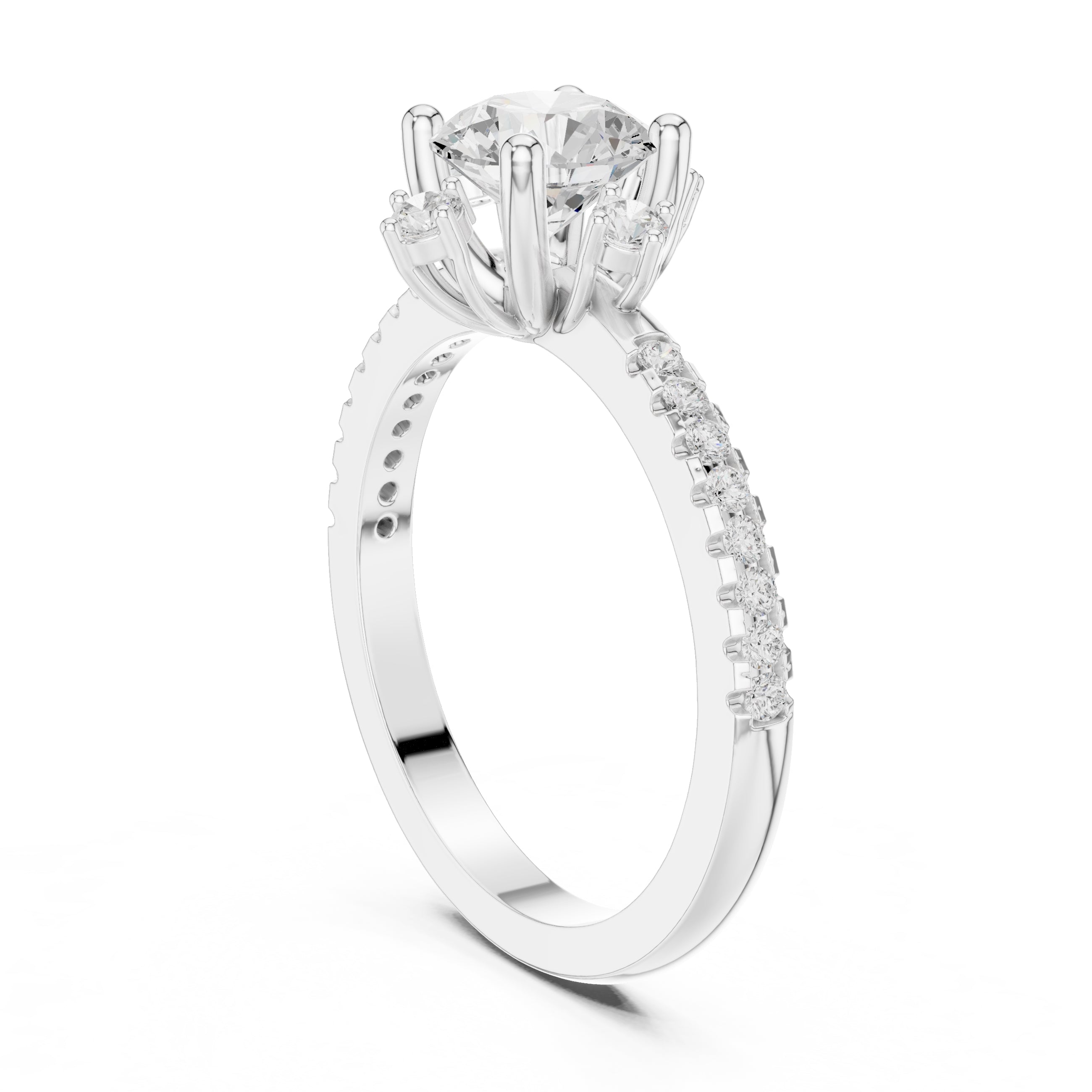1.00 ct Round Diamond Accent Halo Ring 1ct White Gold