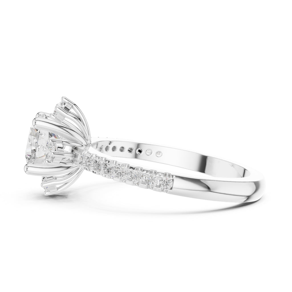 1.00 ct Round Diamond Accent Halo Ring 1ct White Gold