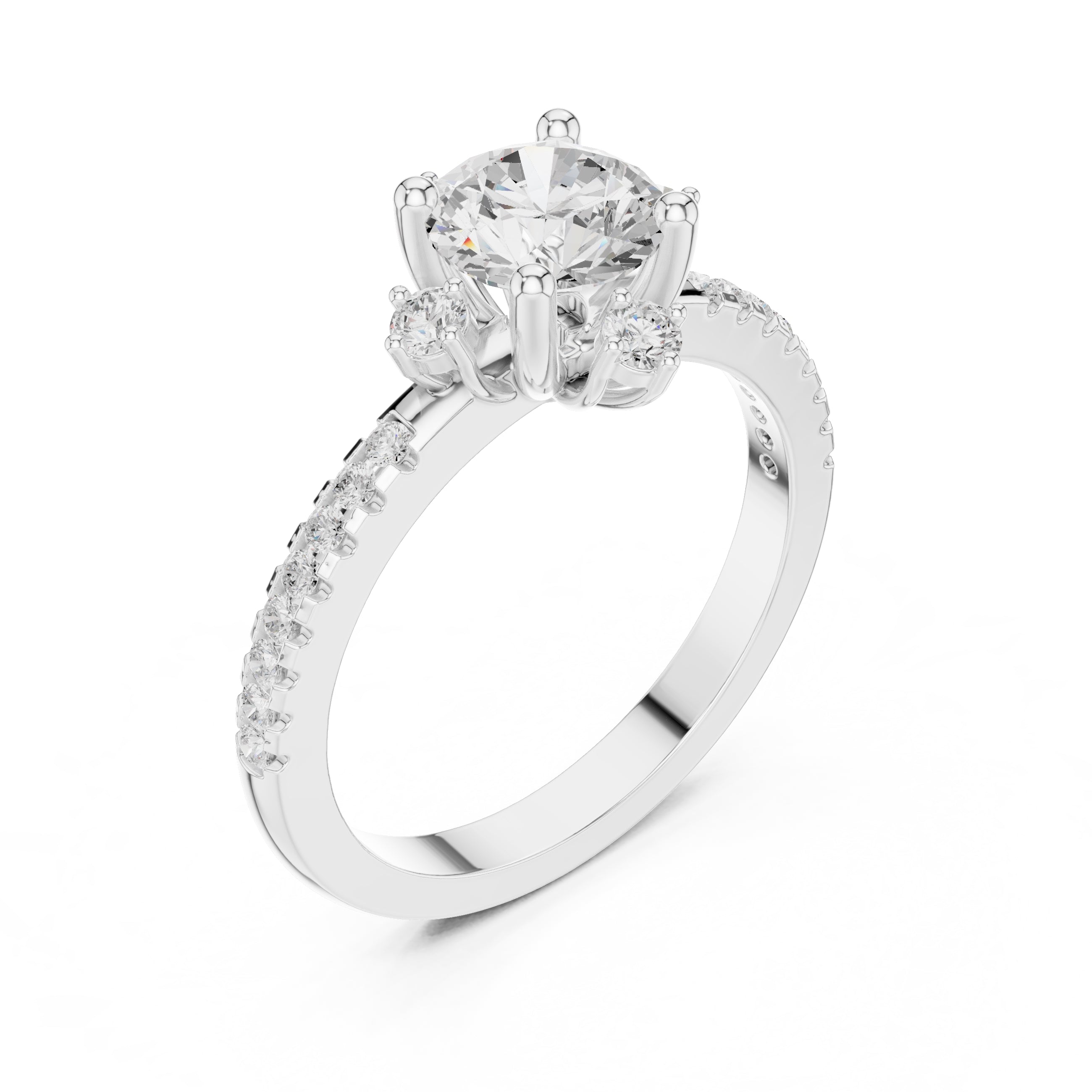 1.00 ct Round Diamond Accent Halo Ring 1ct White Gold