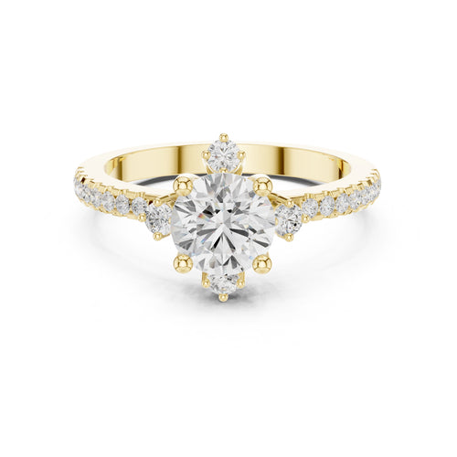 1.00 ct Round Diamond Accent Halo Ring 1ct Yellow Gold