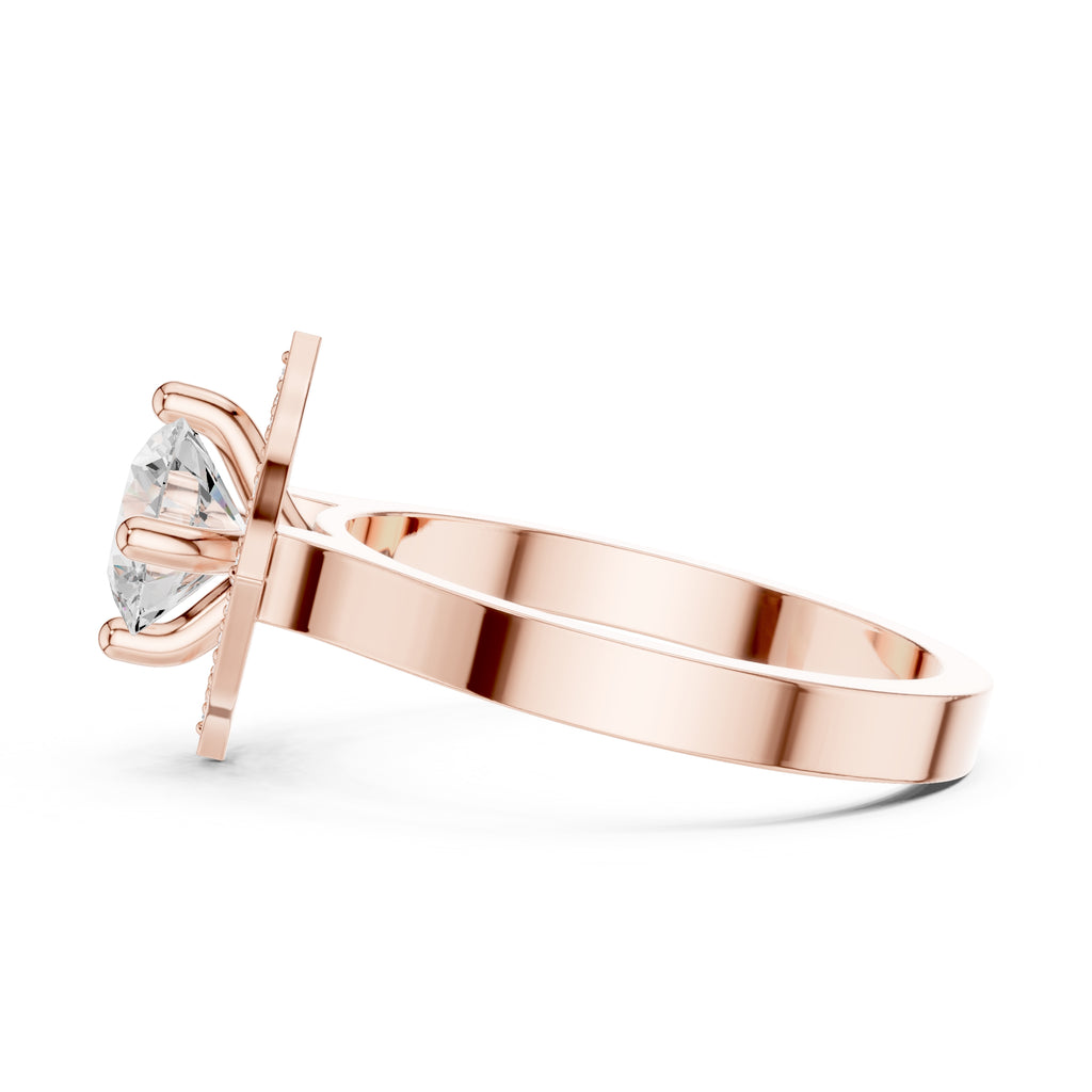 1.00 ct Round Diamond Geometric Halo Ring 1ct Rose Gold