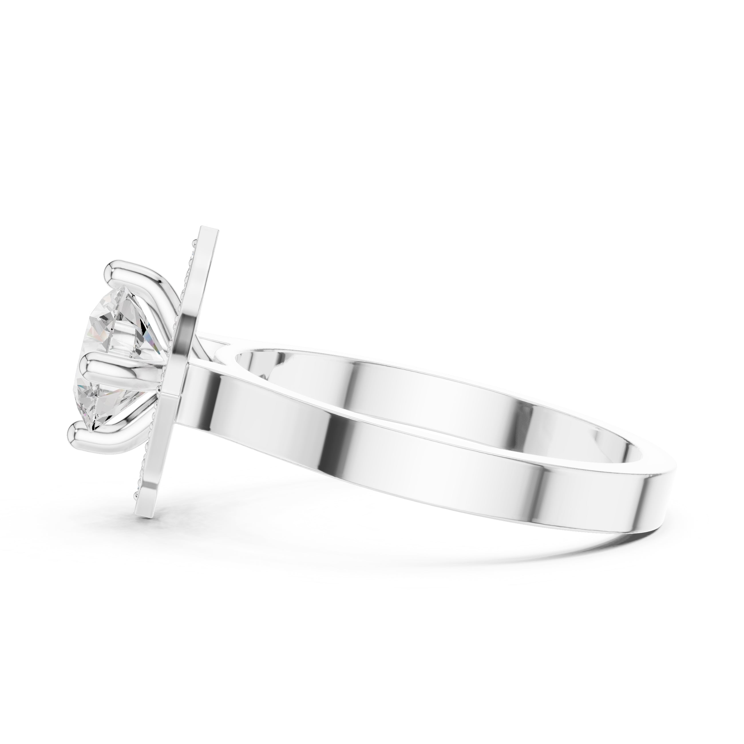 1.00 ct Round Diamond Geometric Halo Ring 1ct White Gold