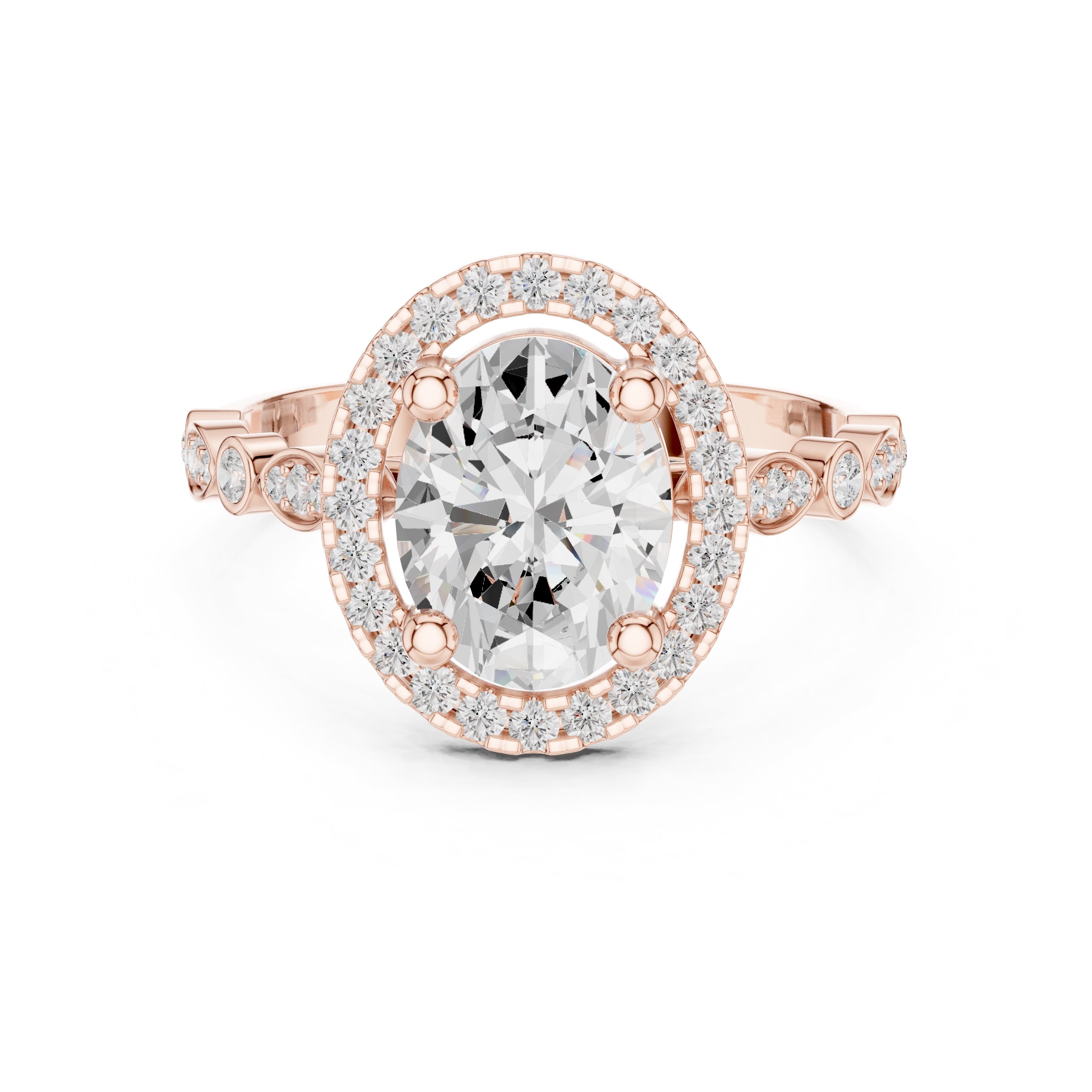 Classic Oval Halo Statement Ring 1.67ct Rose Gold