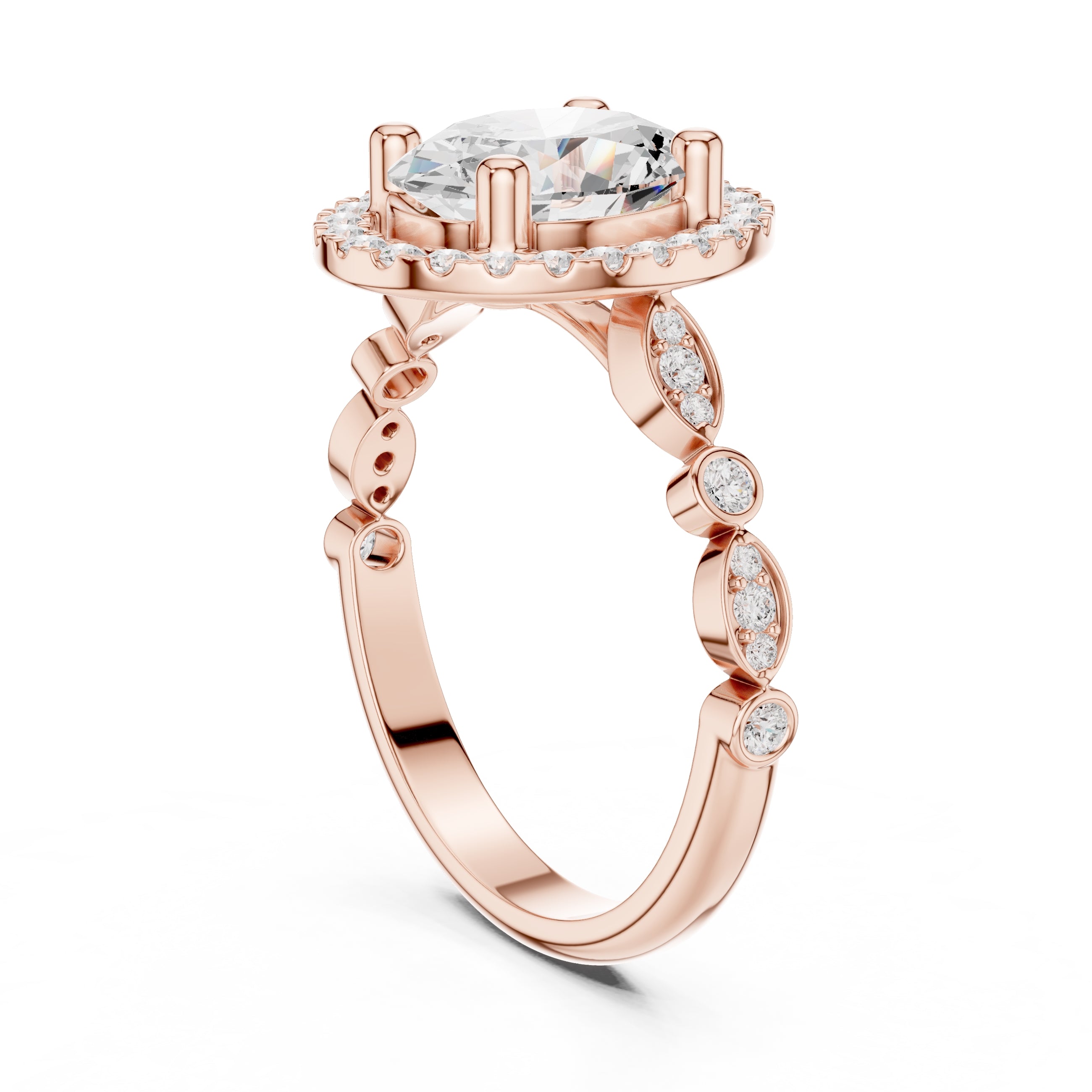 Classic Oval Halo Statement Ring 1.67ct Rose Gold