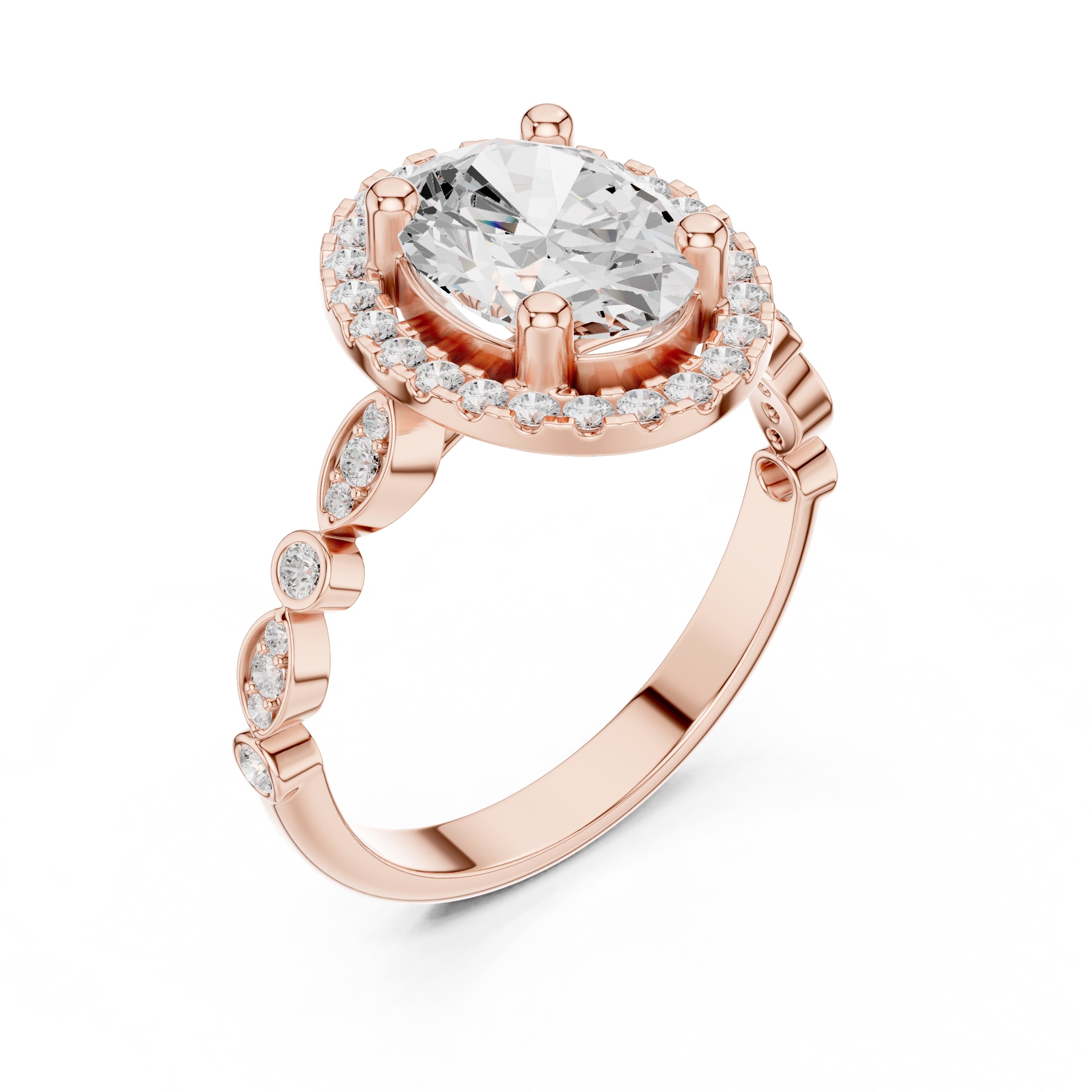 Classic Oval Halo Statement Ring 1.67ct Rose Gold