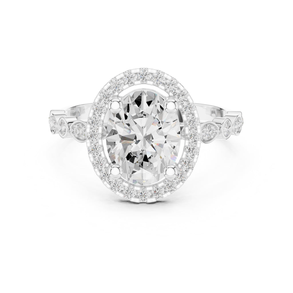 Classic Oval Halo Statement Ring 1.67ct White Gold