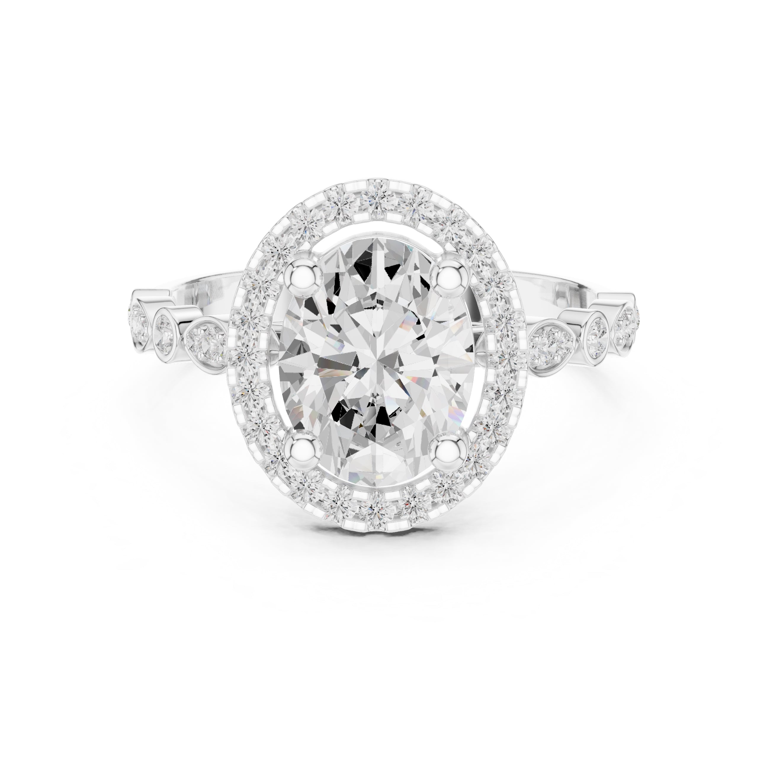 Classic Oval Halo Statement Ring 1.67ct White Gold