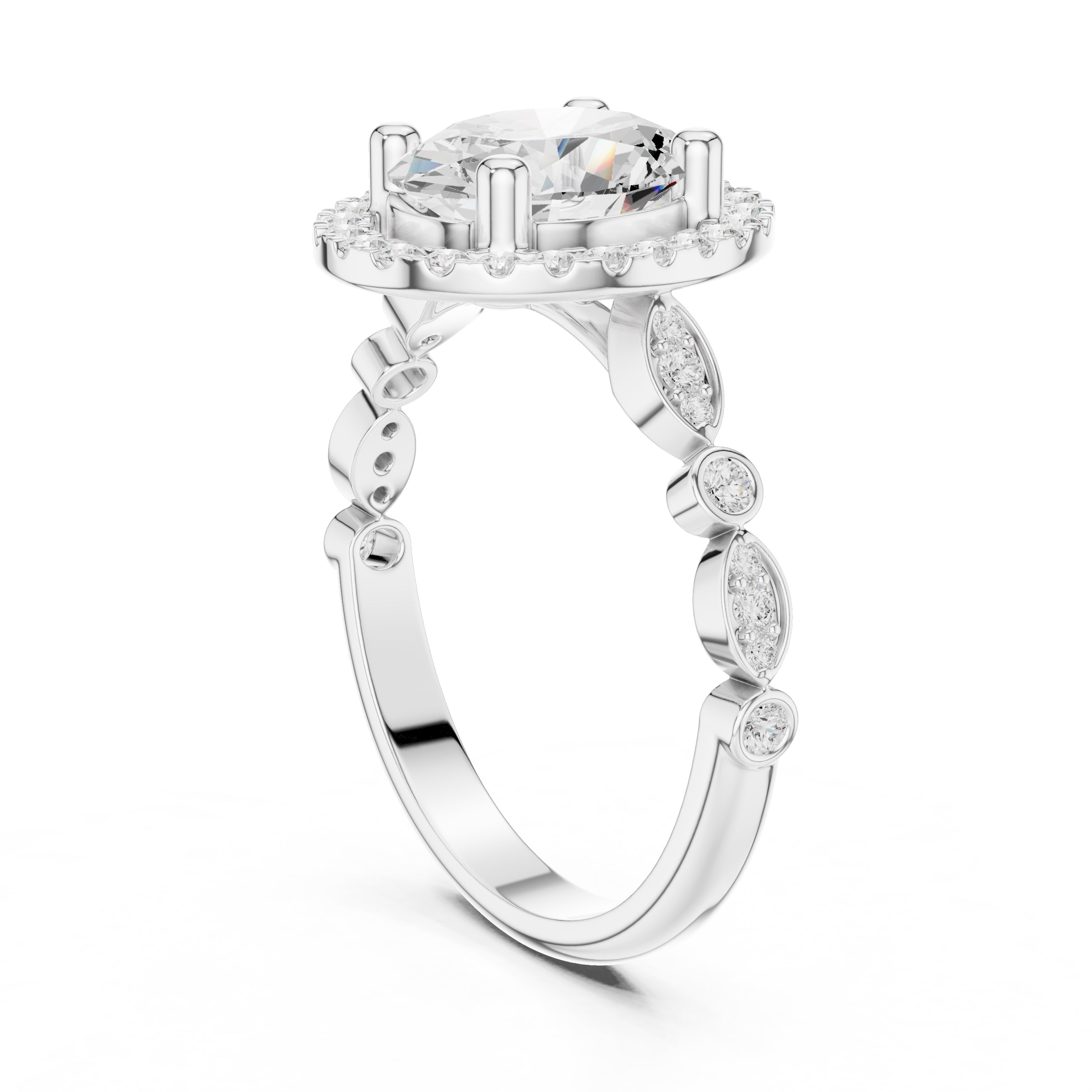 Classic Oval Halo Statement Ring 1.67ct White Gold