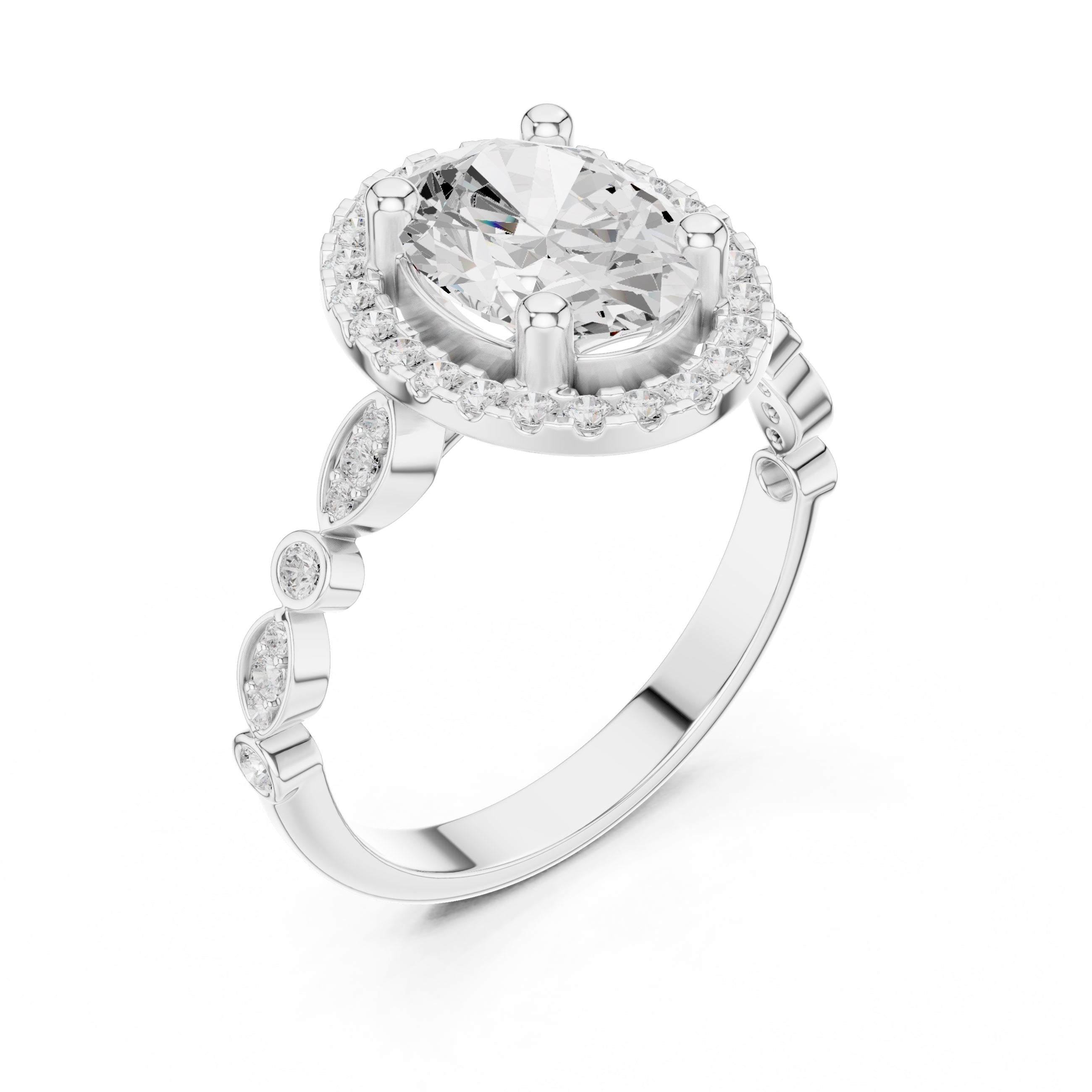 Classic Oval Halo Statement Ring 1.67ct White Gold