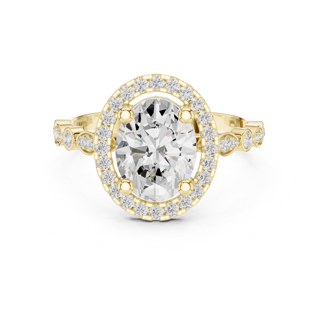 Classic Oval Halo Statement Ring 1.67ct Yellow Gold