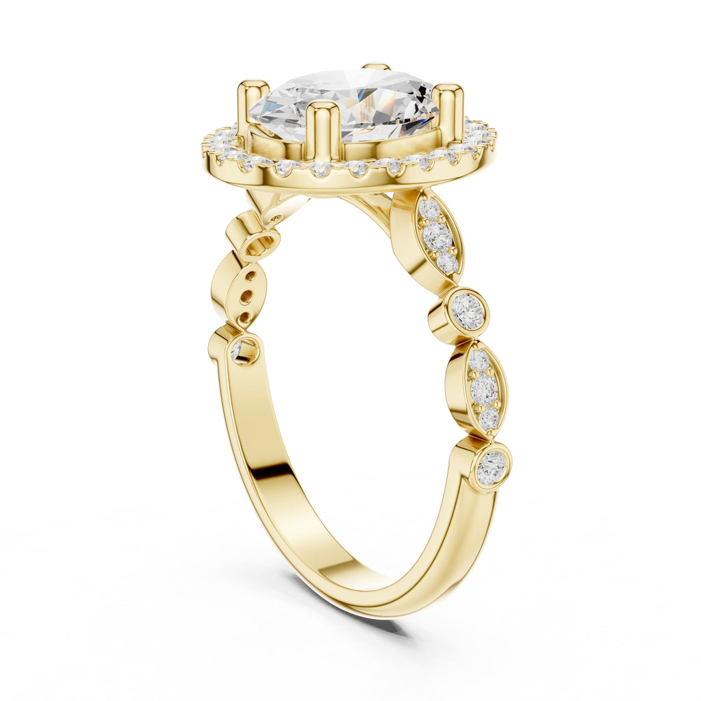 Classic Oval Halo Statement Ring 1.67ct Yellow Gold