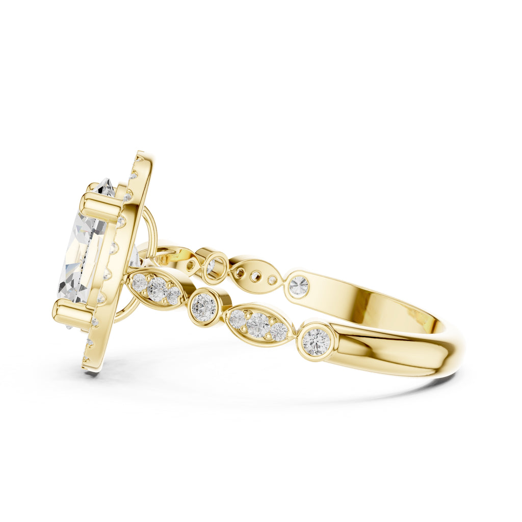 Classic Oval Halo Statement Ring 1.67ct Yellow Gold