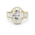 Oval Diamond Baguette Halo Ring 3.5ct Yellow Gold