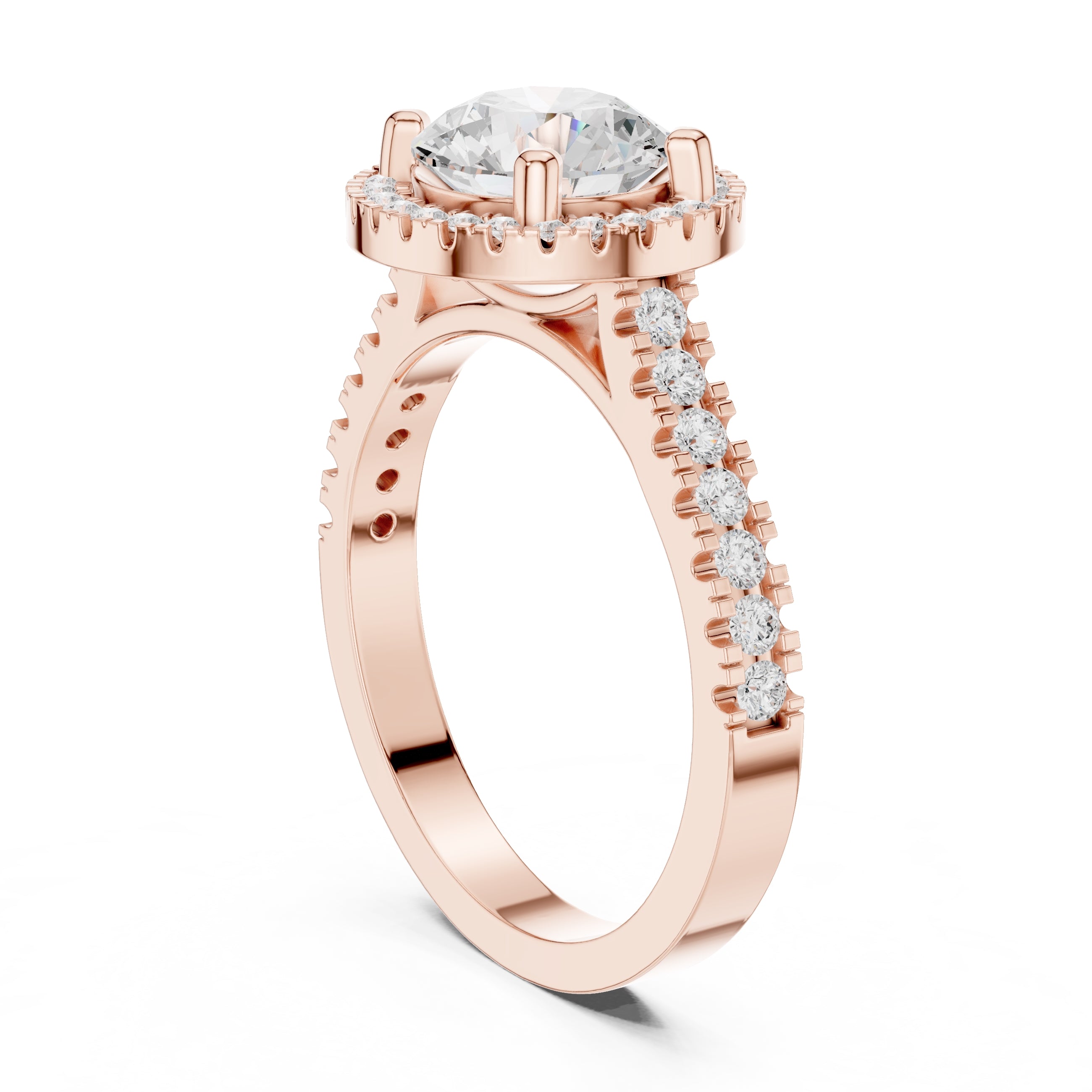 1.50 ct Round Diamond Halo Ring 1.5ct Rose Gold