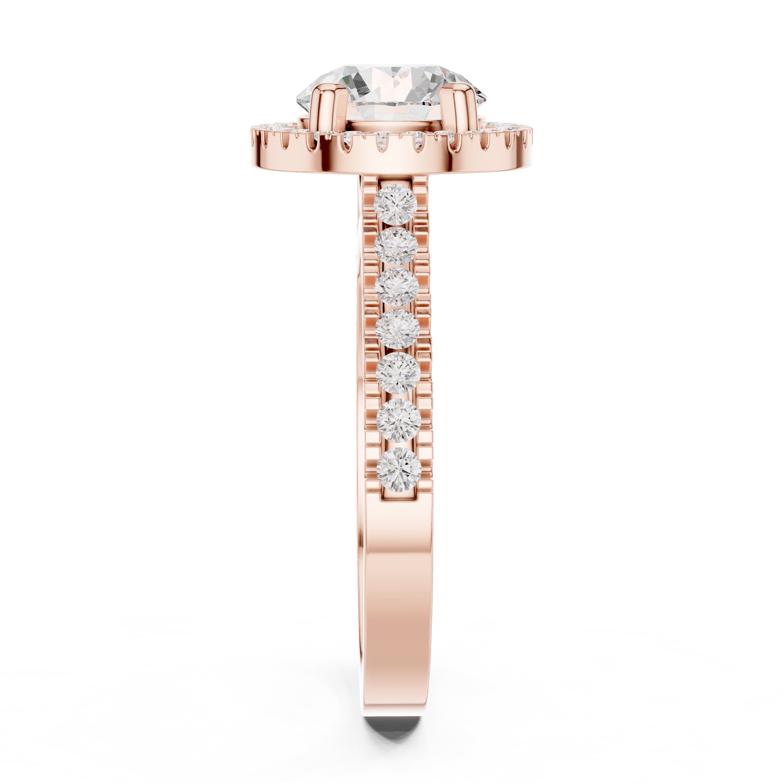 1.50 ct Round Diamond Halo Ring 1.5ct Rose Gold