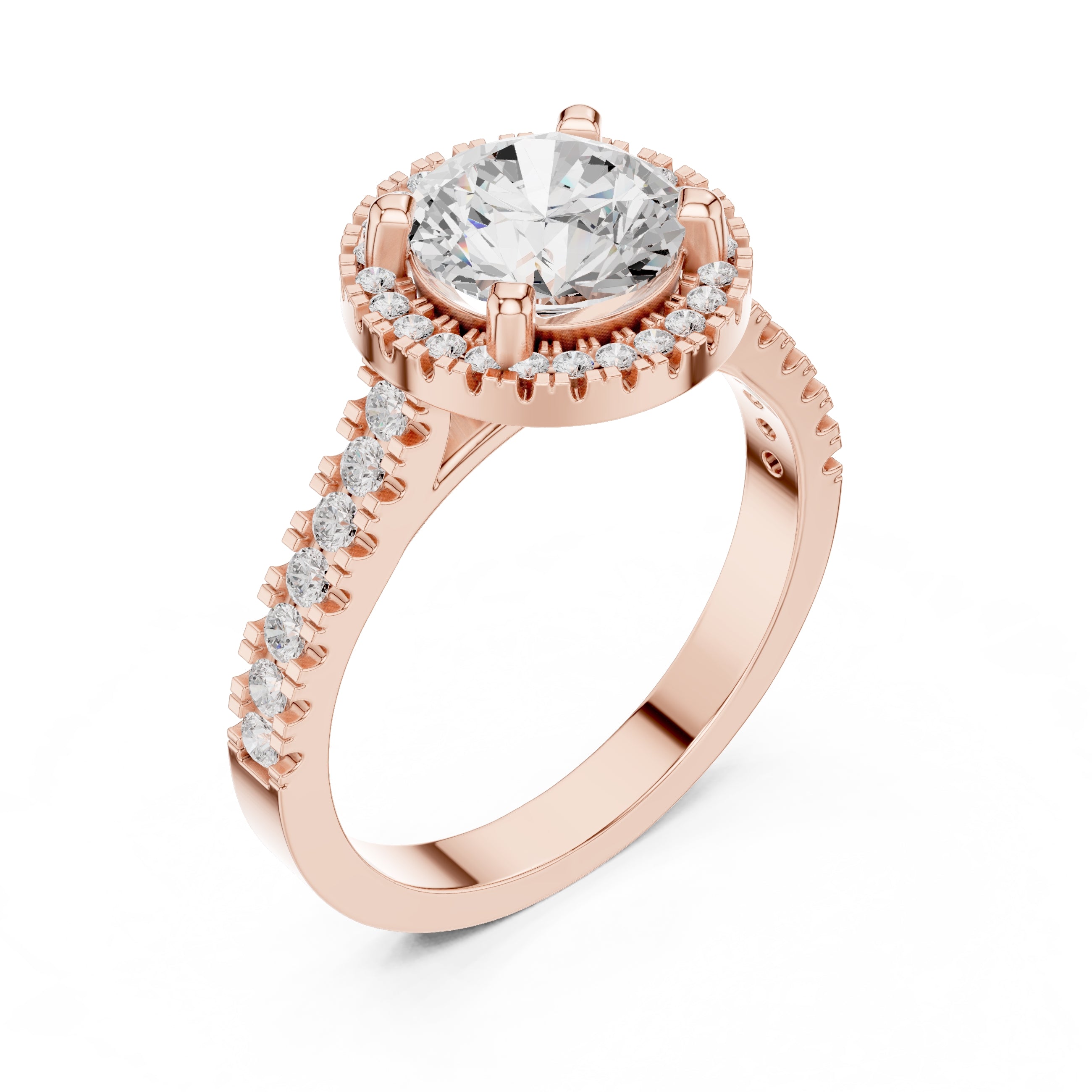 1.50 ct Round Diamond Halo Ring 1.5ct Rose Gold