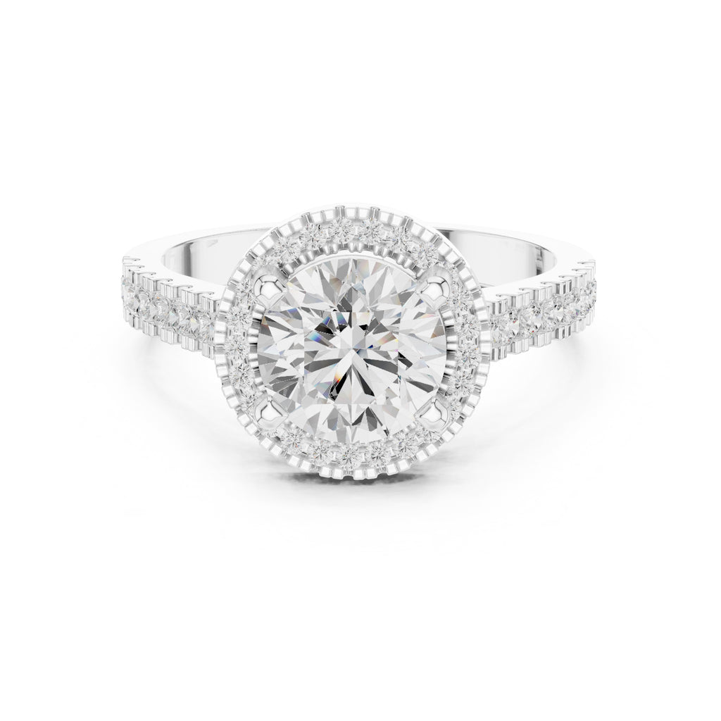 1.50 ct Round Diamond Halo Ring 1.5ct White Gold