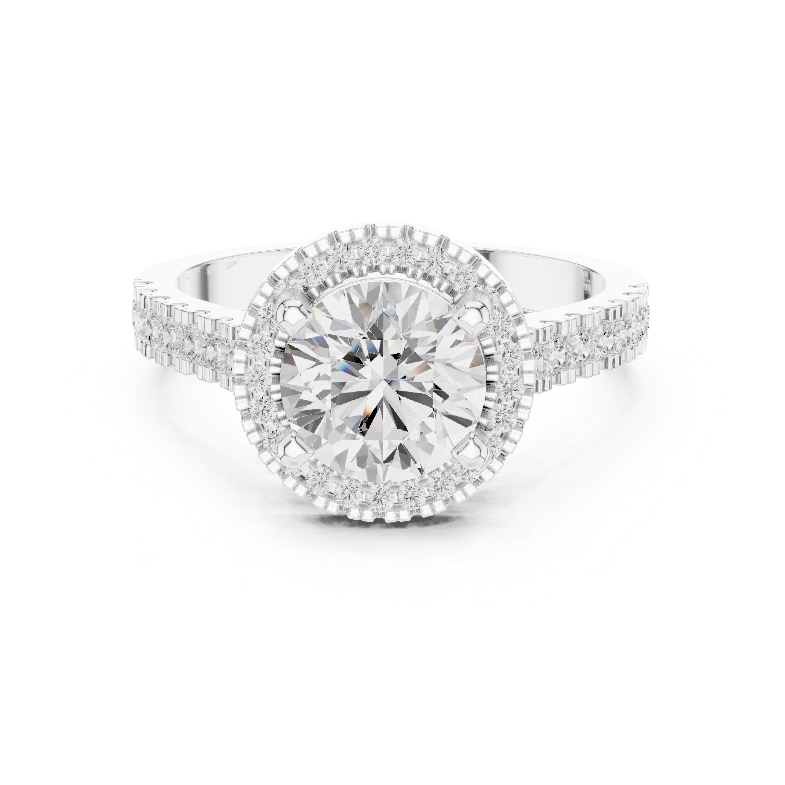 1.50 ct Round Diamond Halo Ring 1.5ct White Gold