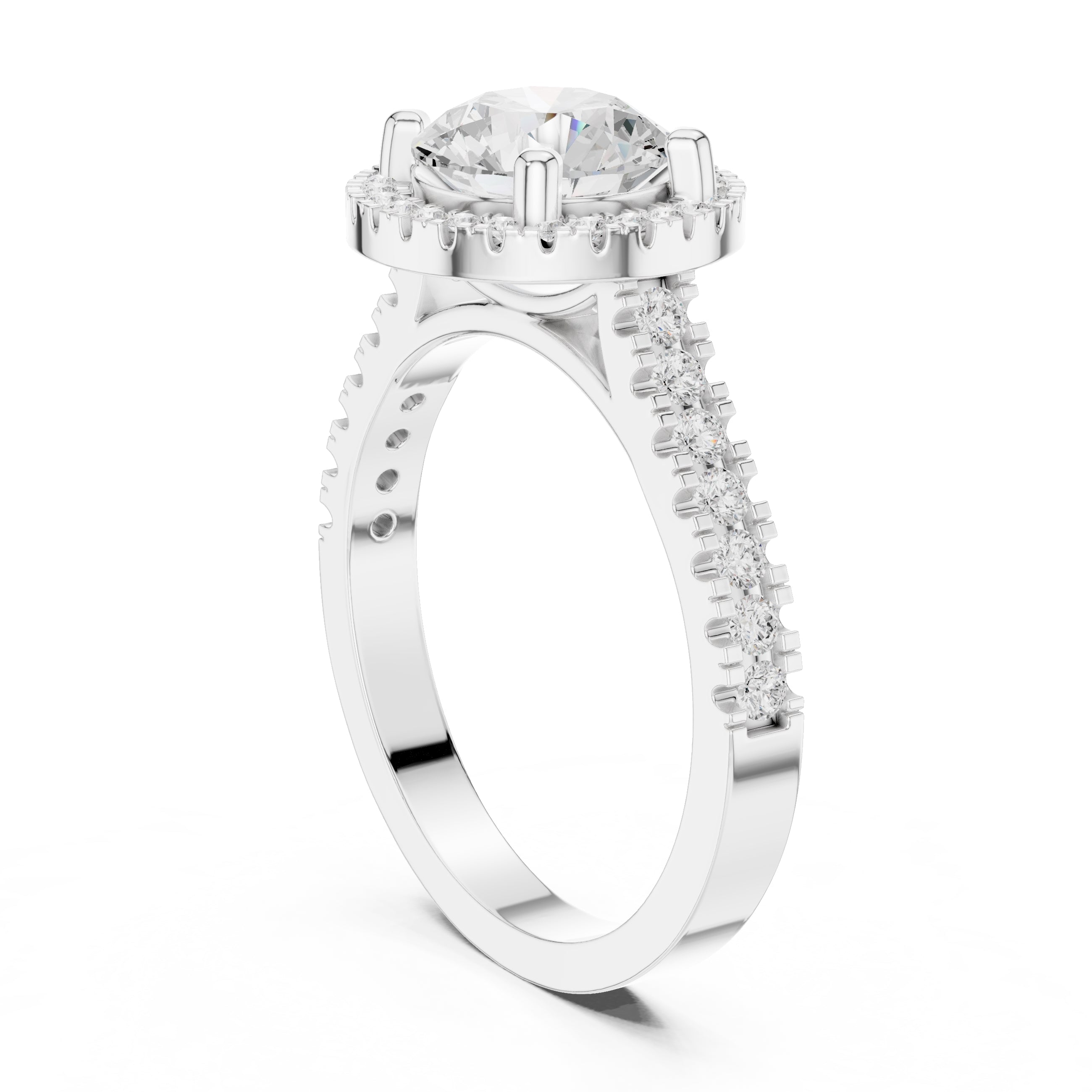 1.50 ct Round Diamond Halo Ring 1.5ct White Gold