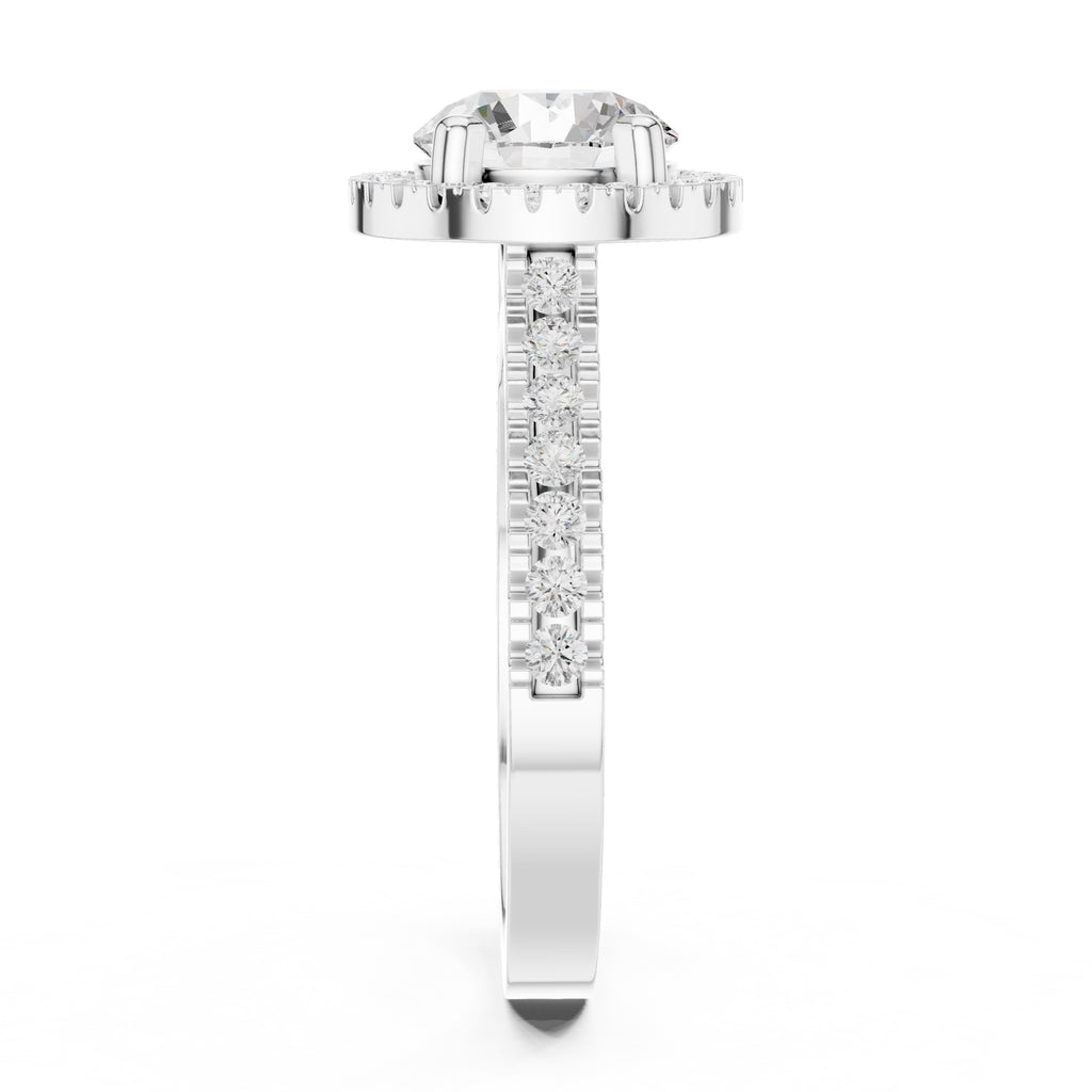 1.50 ct Round Diamond Halo Ring 1.5ct White Gold