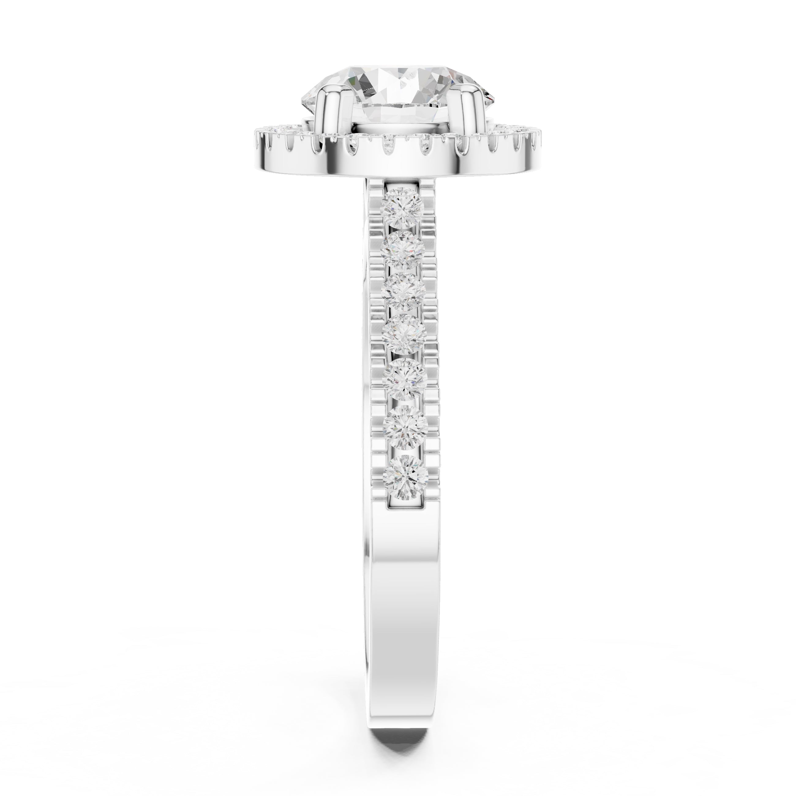 1.50 ct Round Diamond Halo Ring 1.5ct White Gold