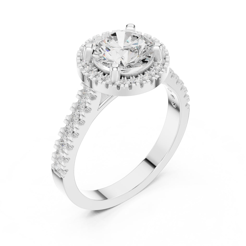 1.50 ct Round Diamond Halo Ring 1.5ct White Gold