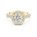 1.50 ct Round Diamond Halo Ring 1.5ct Yellow Gold