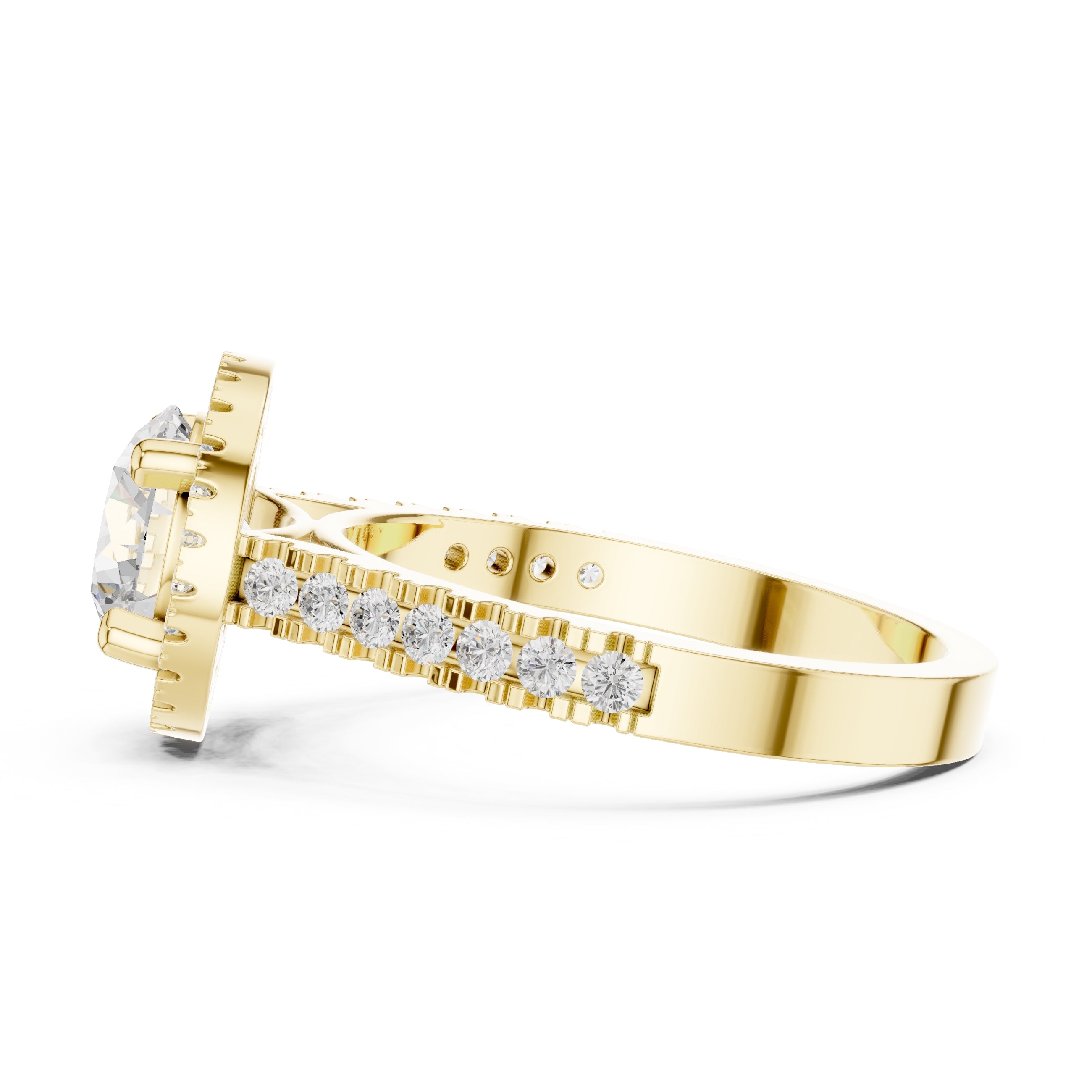 1.50 ct Round Diamond Halo Ring 1.5ct Yellow Gold