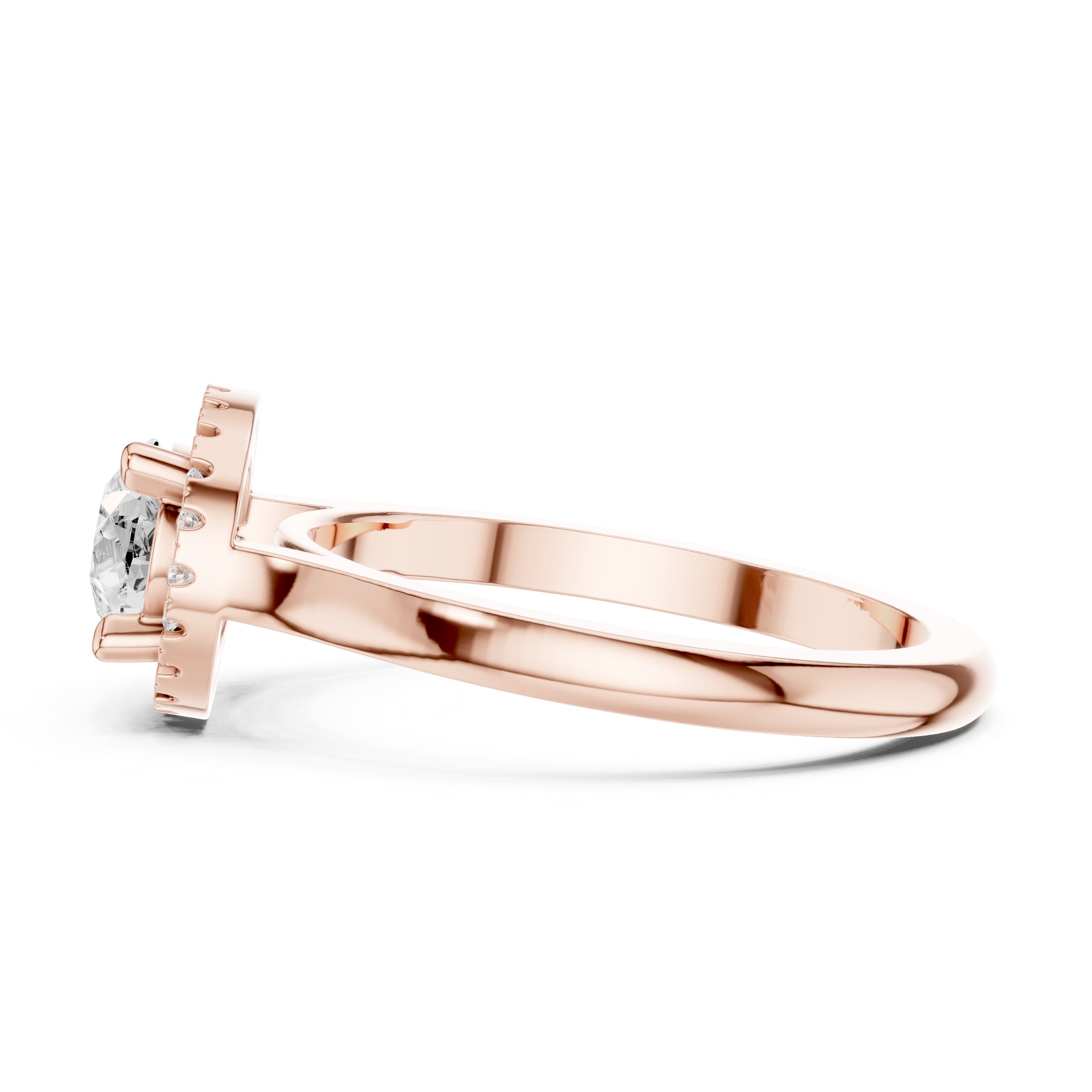 1.00 ct Teardrop Pave Halo Diamond Ring 1ct Rose Gold