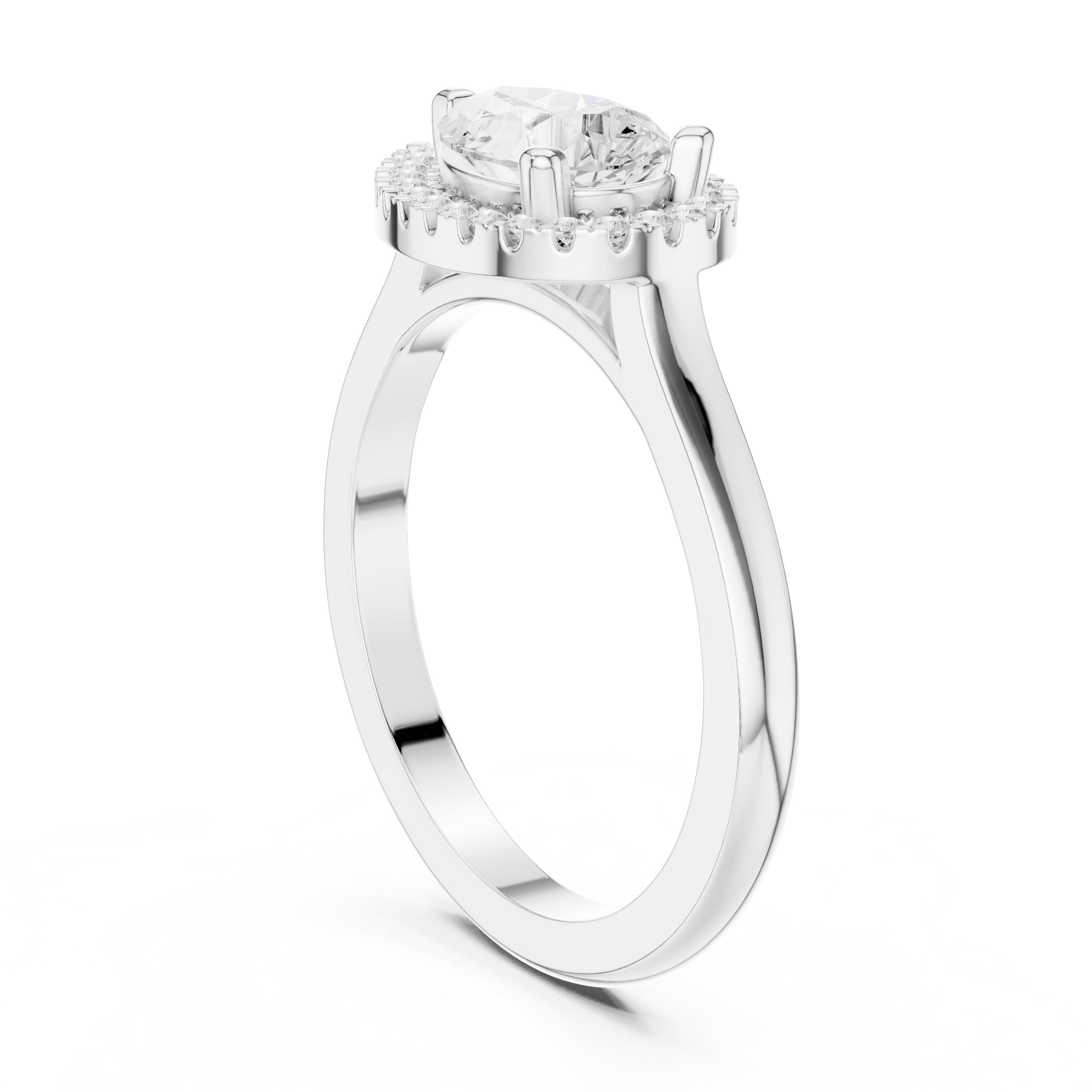 1.00 ct Teardrop Pave Halo Diamond Ring 1ct White Gold