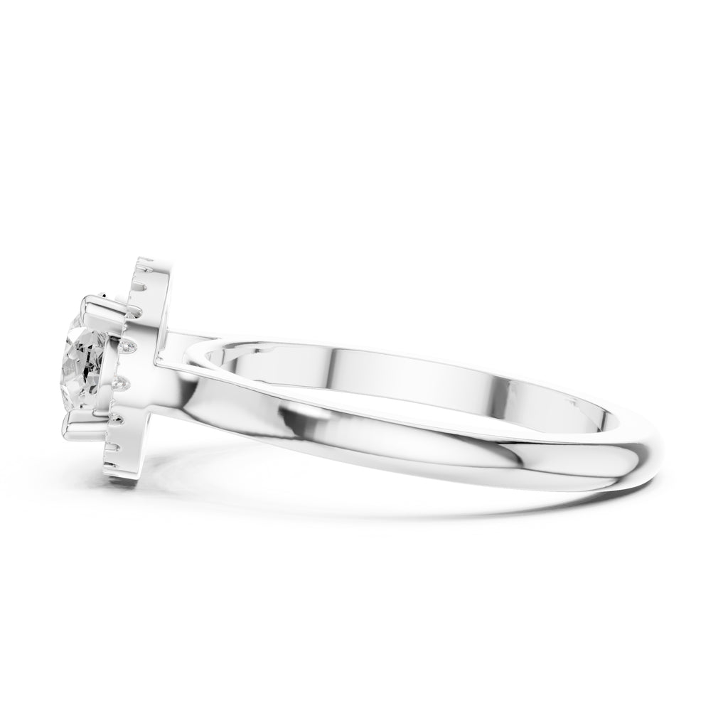 1.00 ct Teardrop Pave Halo Diamond Ring 1ct White Gold