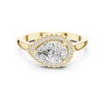 1.00 ct Teardrop Pave Halo Diamond Ring 1ct Yellow Gold
