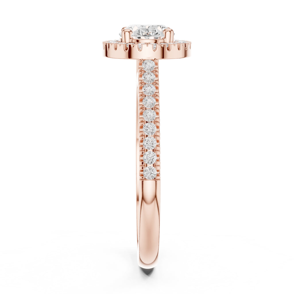 1.00 ct Oval Milgrain Halo Engagement Ring 1ct Rose Gold