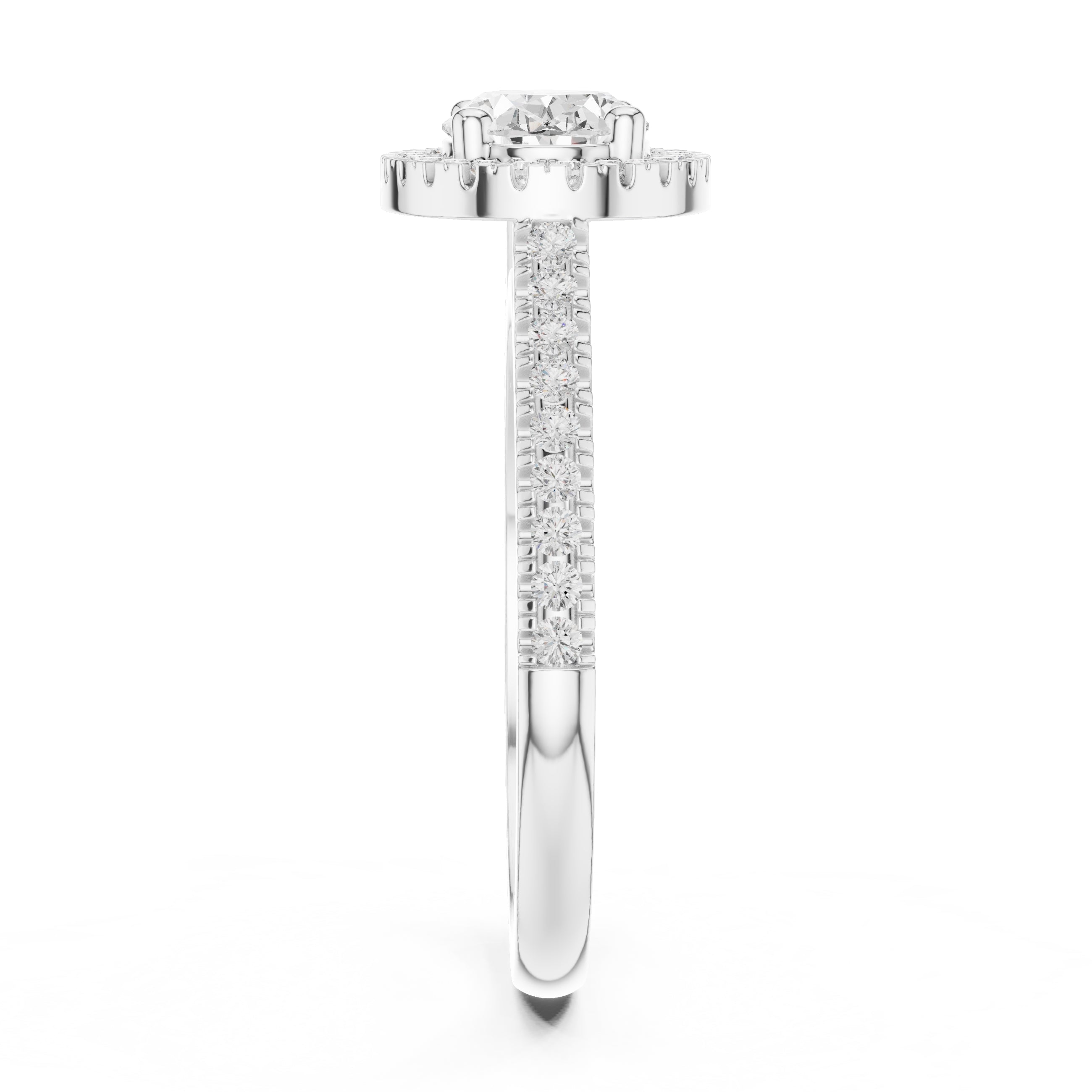 1.00 ct Oval Milgrain Halo Engagement Ring 1ct White Gold