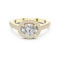 1.00 ct Oval Milgrain Halo Engagement Ring 1ct Yellow Gold