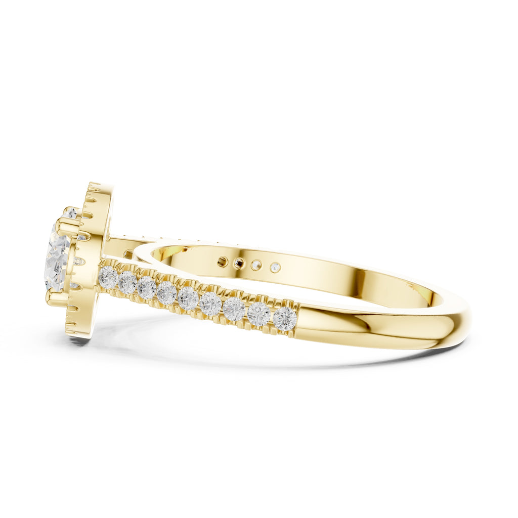 1.00 ct Oval Milgrain Halo Engagement Ring 1ct Yellow Gold