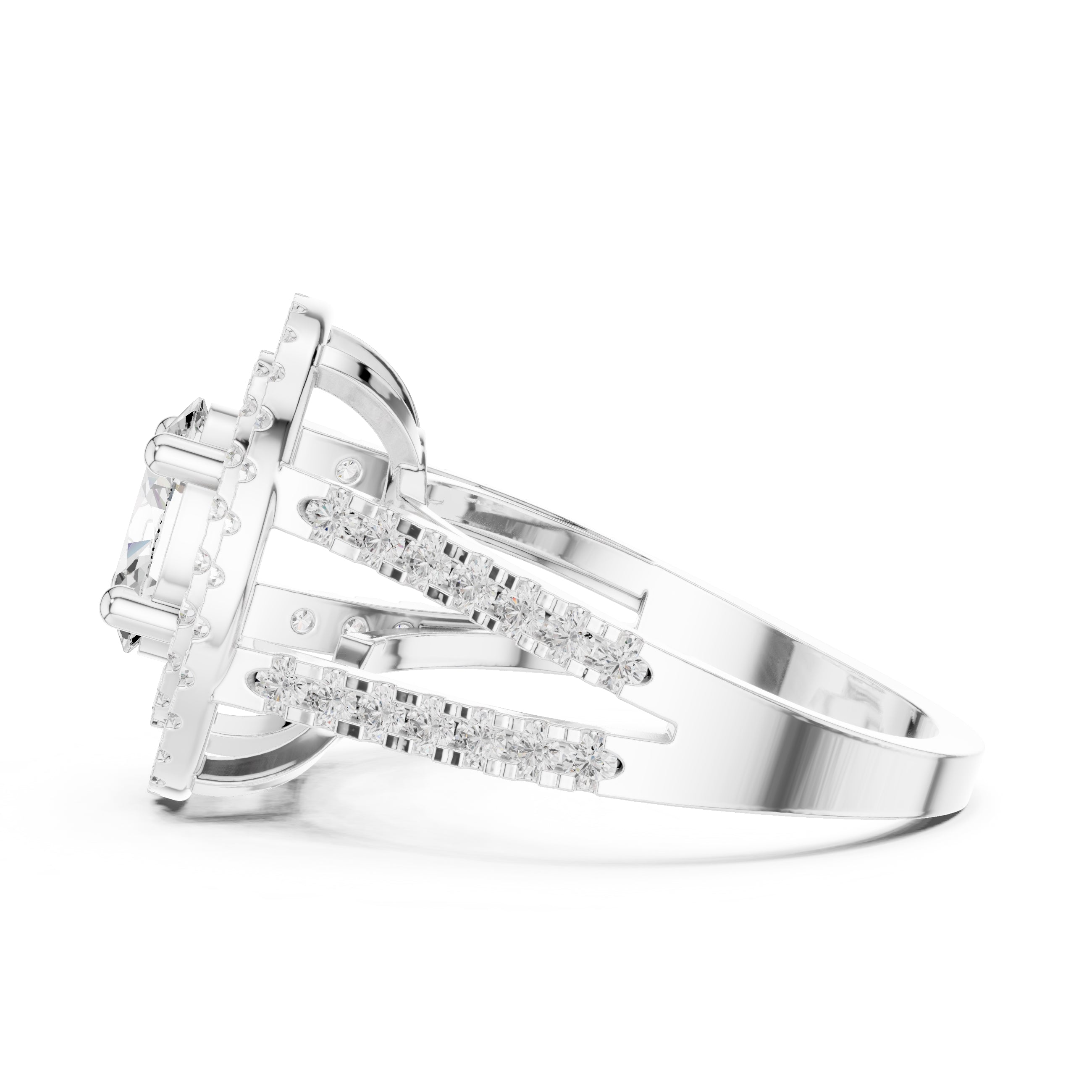 1.00 ct Oval Diamond Double Halo Ring 1ct White Gold
